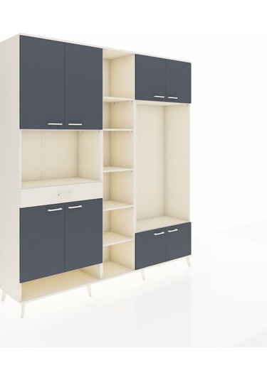 Hyperion Dolap 12 Raflı Tek Çekmeceli 8 Kapaklı 220x44x243 Aytaşı-antrasit/aytaşı Antrasıt/aytası