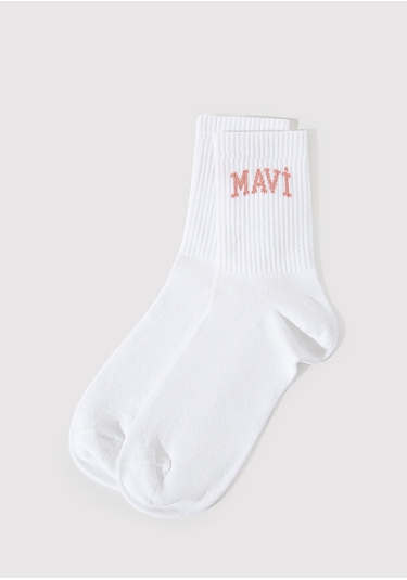 Mavi - Mavi Logo Detaylı Beyaz Soket Çorap 1912726-620 Beyaz
