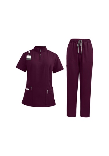 Suntek Hemşirelik Ovma Seti Üst Ve Güzellik Xl-koyu-kırmızı