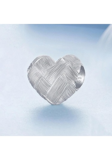 Fastbuy S925 Ayar Gümüş Kalp Dıy Boncuk, Dokuma Elmas Desen, Çok Renkli, Moda Takı Çok Renkli