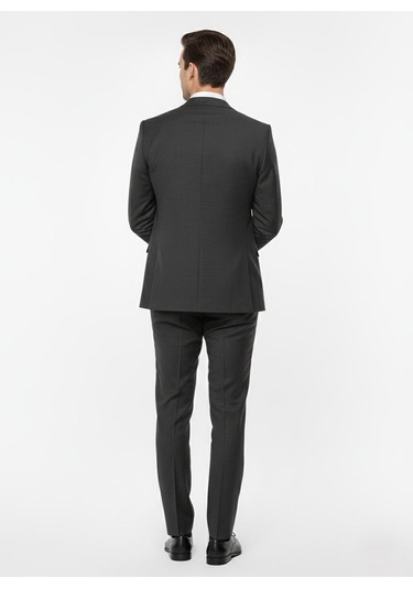 Presto Erkek Slimfit 6 Drop Yelekli Takım Elbise Füme 787-700 Gri