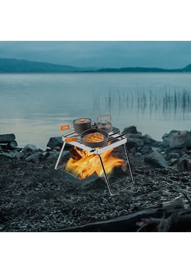 Çok Fonksiyonlu Katlanır Kamp Ateşi Izgara Taşınabilir,y21697 Gümüş