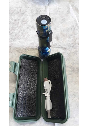 Güçlü Led Usb Şarjlı Mini El Feneri 2 Mod Yan Led Çakarlı Deprem Siyah