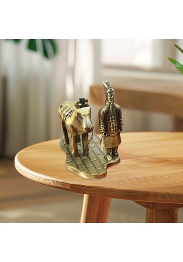 Homyl Antik Çin Qin Heykeli Alaşımlı Ev Modeli Terakota Genel 6,3 Cm X 6 Cm X 3,5 Cm