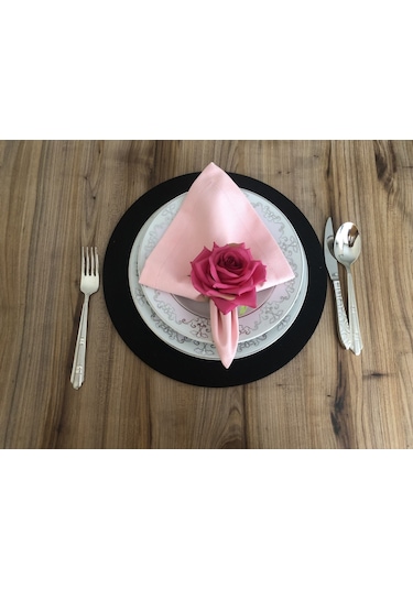 Açık Pembe Kumaş Peçete 6 Adet 40x40 Cm Çok Renkli