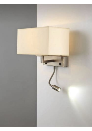 Okuma Lambalı Abajurlu Yatak Başı Aplik Krom