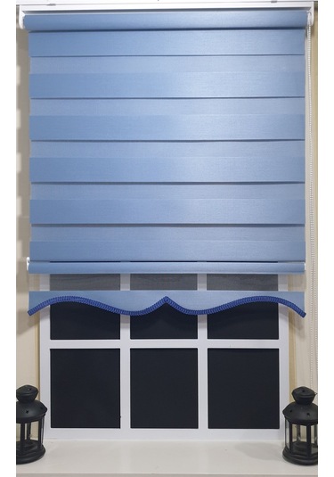 Zebra Stor Perde Mavi Etek Dilimli St 006 Mavi