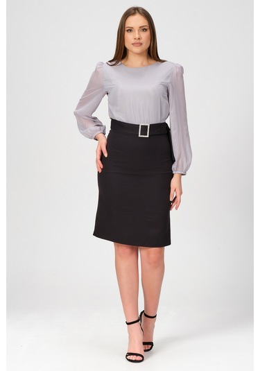 Shahiqa Kadın Çift Renkli Şık Ofis Elbise