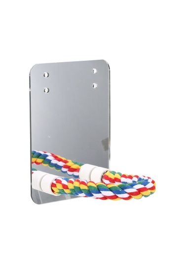 Ruicoo Kuş Aynası Ve Pamuk İp Tünek Seti - Renkli Ve Büyük Boy 13x17.6cm