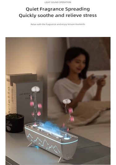 Hava Nemlendirici Ve Yağ Difüzörü - Aromaterapi Makinesi - 3 Renk Led Işık Siyah