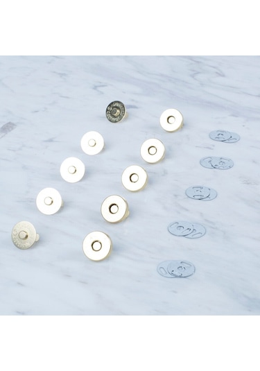 Loren Manyetik Altın Renk Metal 5 Li Çıt Çıt Set