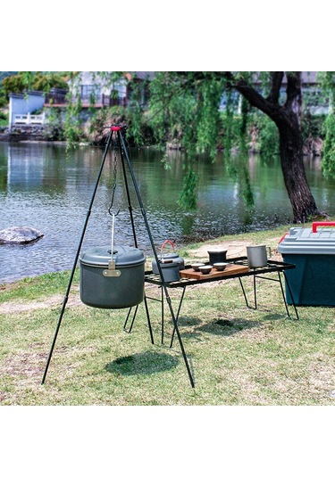 Sundick-kamp Şenlik Ateşi Tripod Taşınabilir Üçgen Destek Kamp,siyah Siyah