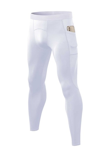 Ximistore9 Erkek Spor Tayt Beyaz 2xl - Esnek, Hızlı Kuruyan, Nem Emici, Rahat Bel Bantlı, Cepli Beyaz