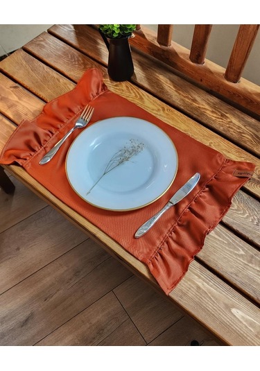 Serra Saten 2 Kenar Fırfırlı Kiremit Vintage Amerikan Servis 30x50