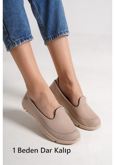 Kadın Fileli Bez Yazlık Spor Babet Ten