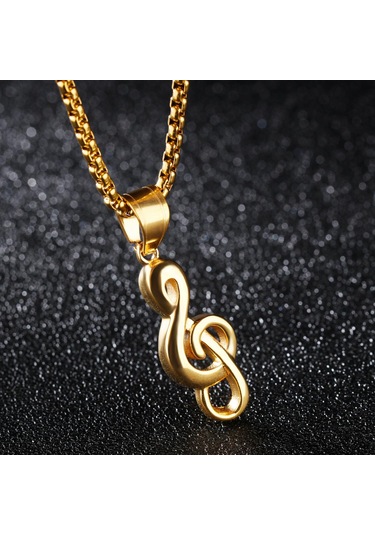 Altın Opk Yaratıcı Müzik Sembolü Kolye Titanyum Çelik Erkek Kolye Havlu Altın