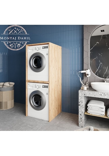 Babil Çamaşır Ve Kurutma Makinesi Dolabı Banyo Dolabı Çam Çam