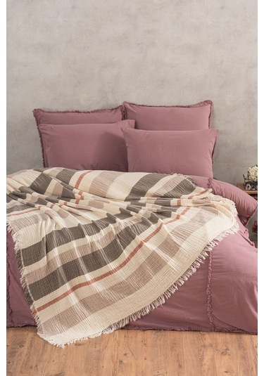 Varol 4 Katlı %100 Pamuk Müslin Pike & Yatak Örtüsü 230x250 Cm Bej/230x250 Bej