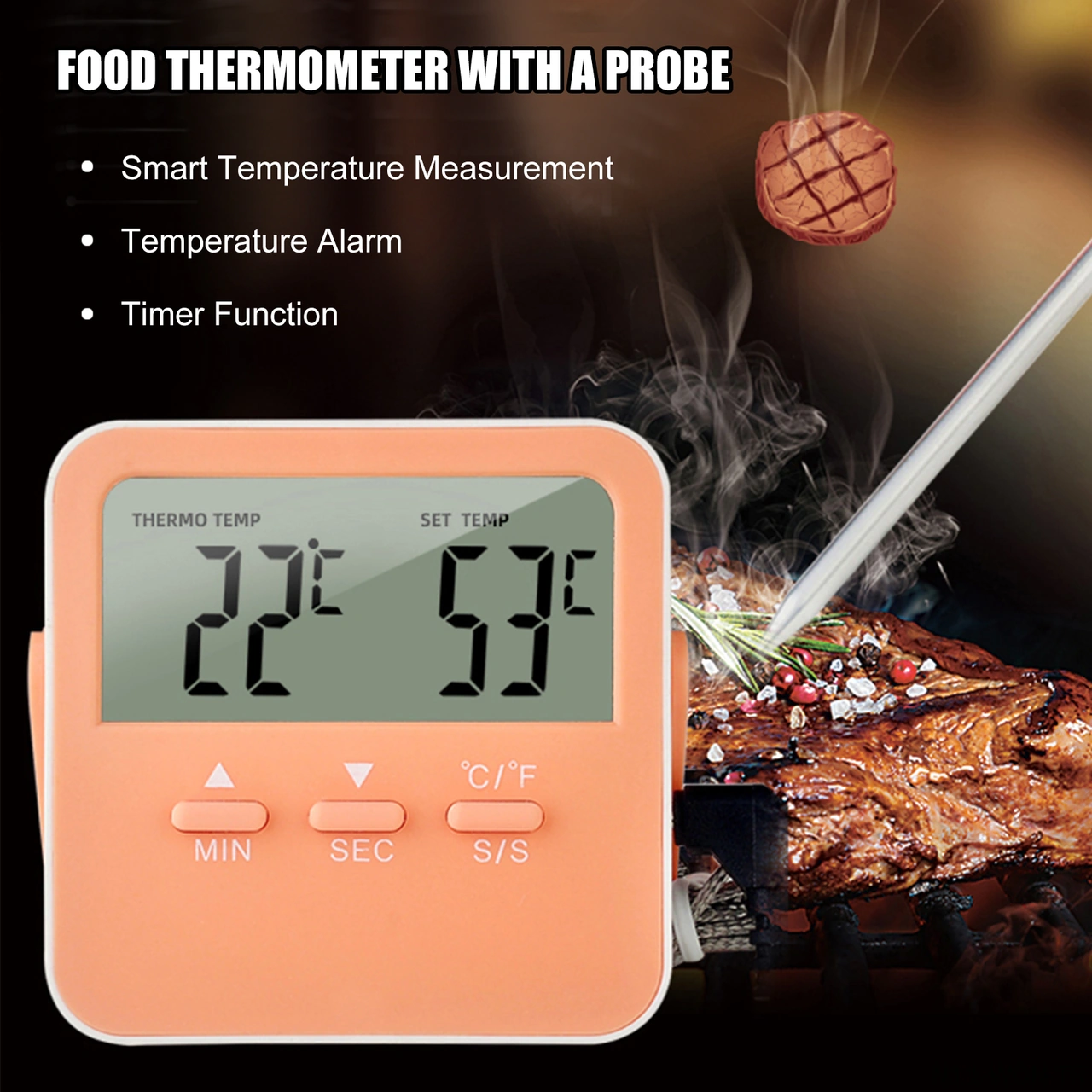 Neevoyu Tp12 Yeşil Yüksek Hassasiyetli Zamanlayıcı Ve Sıcaklık Alarmlı Termometre 0-250 C