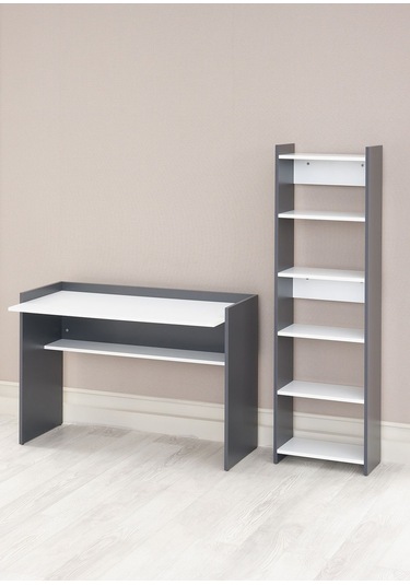 Çalışma Masası Ve Kitaplık Beyaz