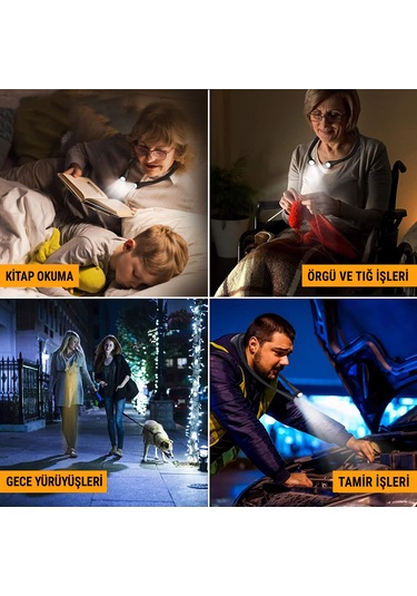 Frelso Kitap Okuma Lambası Led Şarjlı Taşınabilir Boyun Lamba Siyah