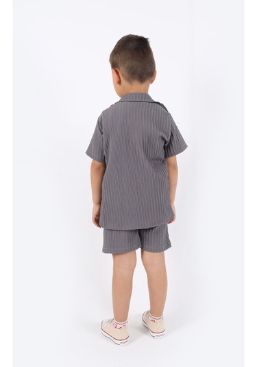 Aden Kids Erkek Çocuk Gömlek+sweatshirt Ve Cepli Şort Alt Üst Takım --ütü İstemez-- Gri Aden Kids Erkek Çocuk Gömlek+sweatshirt Ve Cepli Şort Alt Üst Takım --ütü İstemez-- Gri