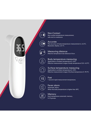 Besthome1 Çift Prob Dijital Termometre, Hassas Hızlı Alın/kulak Sıcaklığı Ölçer, Arka Aydınlatmalı Ekran