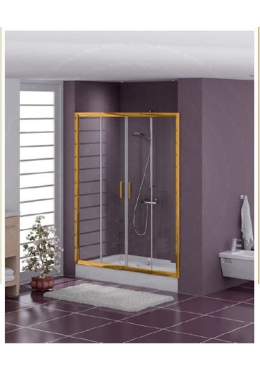 Blackline İki Duvar Arası Gold Duşakabin Temperli Cam H: 190 150 x 159 CM