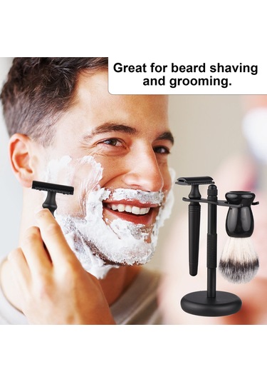 Gajeena Erkek Tıraş Seti - Paslanmaz Çelik Sakal Fırçası Ve Jilet Standı İle Şık Tasarım