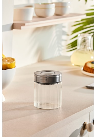 Karaca Ripple Inox Cam Saklama Kabı 450 Ml Beyaz