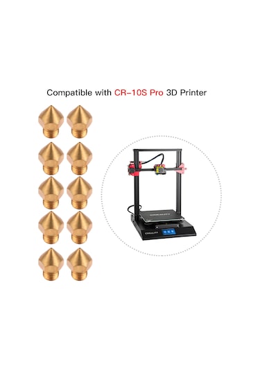 Geekyou Cr10s Pro 3d Yazıcı İçin Bakır Nozzle - 0.4mm Çıkış Çapı, 1.75mm Filament Uyumlu, 10 Adet Altın Renkli