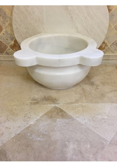 Beyaz Düz Mermer Kurna