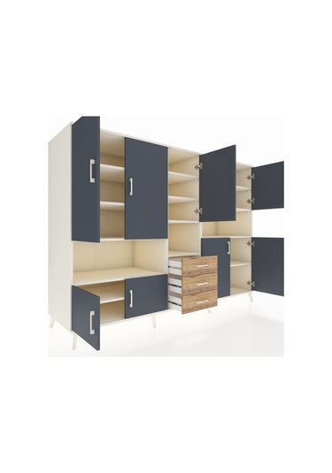 Kronos Dolap 13 Raflı 3 Çekmeceli 9 Kapaklı 220x59x163 Aytaşı-ant Aytaşı-antrasit/çam