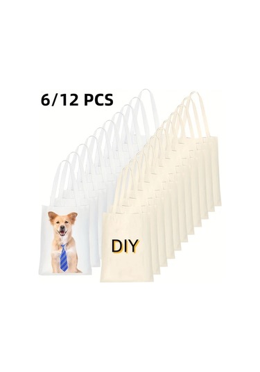 Willowhaven 12 Adet Bej Sublimasyon Çanta 12.2x14.2 İnç Dıy Dekorasyon Alışveriş Çantası