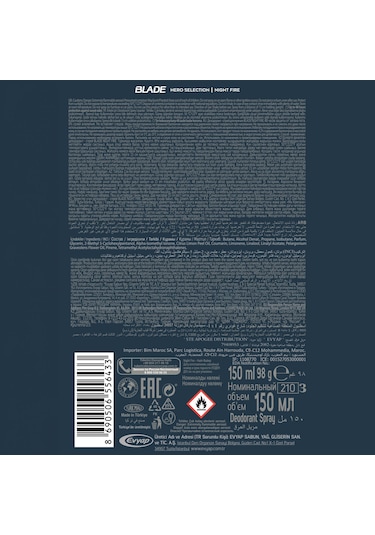 Blade Hero Selection Serisi Night Fire Erkek Deodorant 6x150 Ml