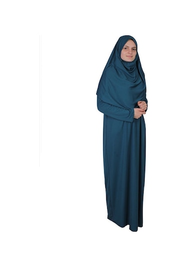 Koyu Petrol Mavisi 2 Fermuarsız Namaz Elbisesi Koyu Petrol Mavi