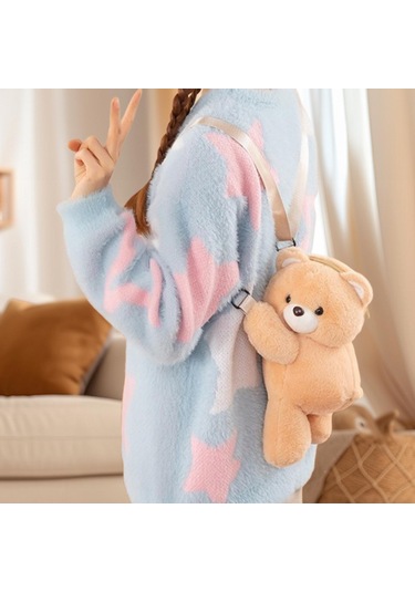 Homyl Ayarlanabilir Askı Seyahat Sırt Çantası Ile Peluş Ayı Açık Kahverengi