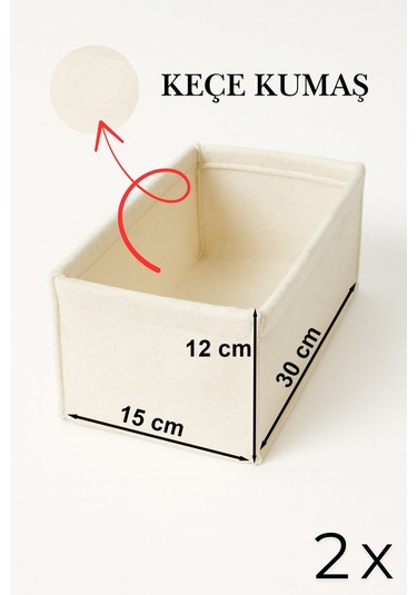 Keçe Çekmece Ve Dolap Düzenleyici Organizer Seti 6 Parça Krem, Çok Amaçlı Düzenleyici Kutular Krem
