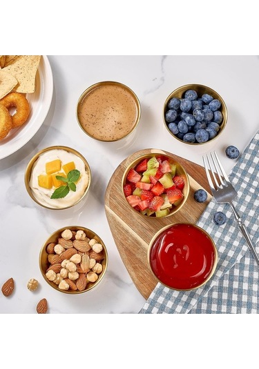 Ulzyvf Ve Soslar Paslanmaz Paket Mini Kaseleri, Kaseler İçin Hazırlık Daldırma Çelik Çelik Baharat 8 Fq Çelik