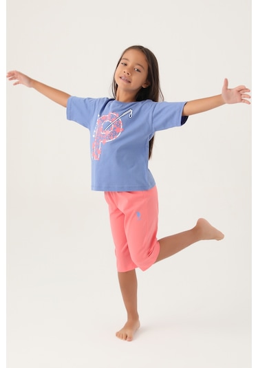 U.s. Polo Assn. Kız Çocuk Mavi Pijama Takım 50315467-vr036 Mavi