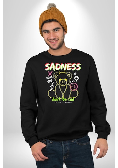 Üzüntü Üzülme Unisex Siyah Sweatshirt Siyah