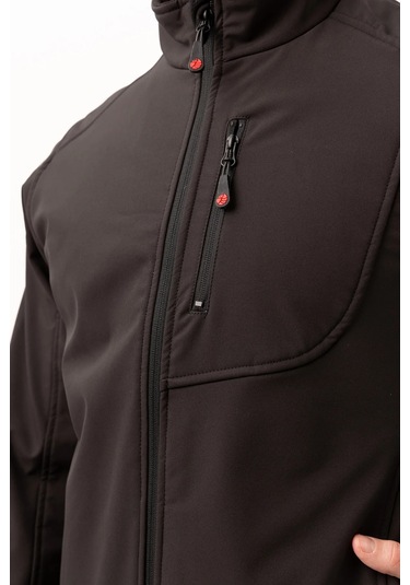 Erkek Kışlık Su Geçirmez Softshell Mont Salina İtici Rüzgar Outdoor Siyah