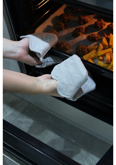 Crab Isıya Dayanıklı Kumaş Fırın Tutacağı Tutacak Modelleri Silikon Değil 1 Adet Tutacak Açık Gri