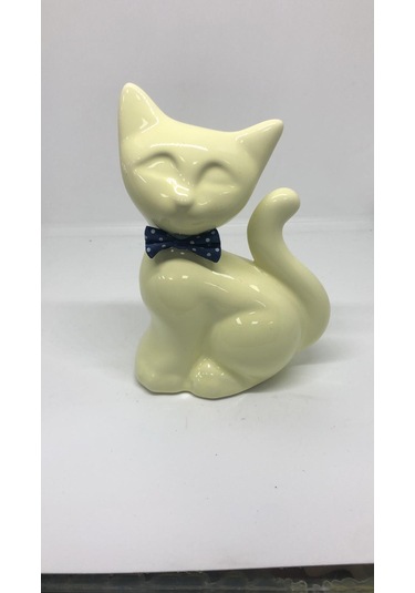 Lebron Masaüstü Dekoratif Seramik Kedi Objesi Sarı