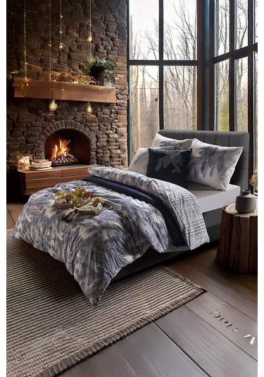 Ranforce Nevresim Takımı Pera Tek Kişilik Lacivert-beyaz