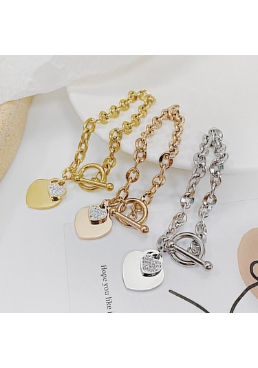 Gül Altın Opk Moda Aşk Paslanmaz Çelik Bileklik Kız Çok Renkli