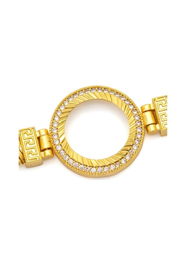 Altın Kaplama İmitasyon Zirkon Taşlı İtalyan Çeyrek Çerçeve Bileklik Blk-1172 Altın