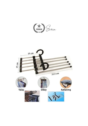 Pantolon Askısı 5 İn 1 Hareketli Dolap İçi Şal Kravat Düzenleyici Katmanlı Organizer Askılığı Çok Renkli