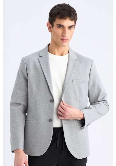 Defacto Slim Fit Dar Kesim Astarlı Blazer Ceket W9254az25spgr377 Gri