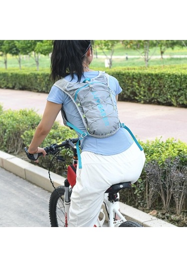 Tongxida Deniz Mavi Nilon Spor Sırt Çantası, Yansıtıcı Detaylı, Su Bladder Uyumlu, Bisiklet Ve Koşu İçin, Omuz Askılı Cep Tele Açık Mavi